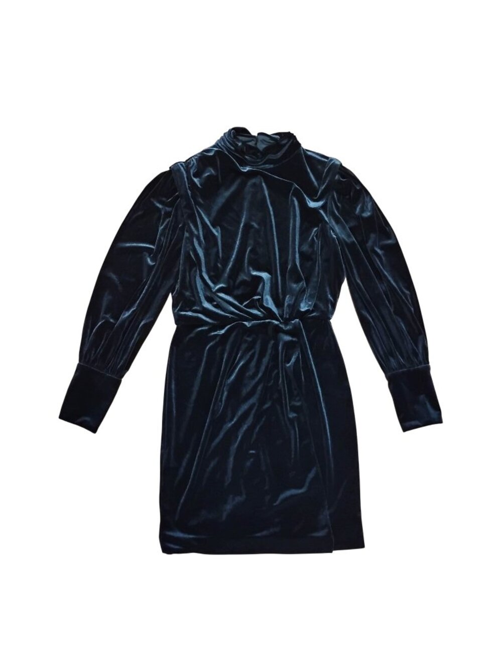 KARL LAGERFELD Paris Size 6 Black Velvet Short Dress Modest Stretch Turtleneck
